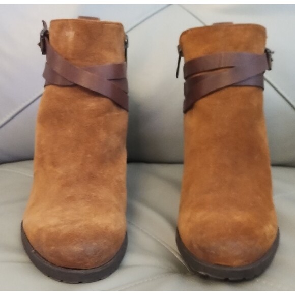 Sam Edelmen Ankle Boots Hannah Chelsea Brown Suede Leather Size 10 Motorcycle - Picture 10 of 11